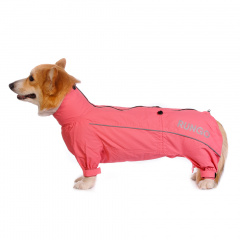 Дождевик с мембраной и резиновой молнией для собак Пудель карликовый XL розовый (девочка)