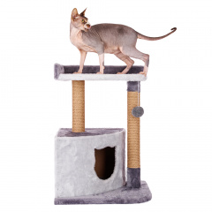 Дом-когтеточка для кошек с полкой Ливия серый, джут, 70 см