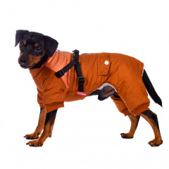Комбинезон для собак на молнии со шлейкой оранжевый S