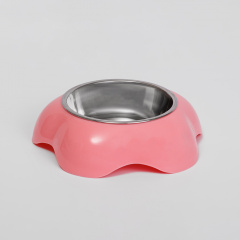 Миска металлическая с подставкой для кошек и собак, 170 мл, розовая