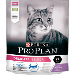 Delicate Senior 7+ сухой корм для взрослых кошек старше 7 лет с чувствительным пищеварением или особыми предпочтениями в еде с высоким содержанием индейки, 400 г
