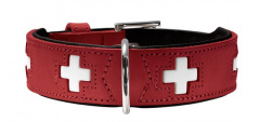 Swiss Ошейник для собак средних пород кожа красный-черный 47-54x3,9 см