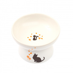 Миска для кошек на ножке с метками 11см белая керамика