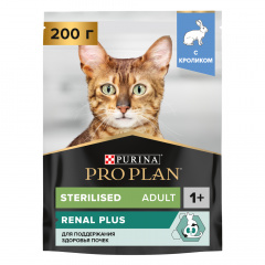 Sterilised Adult Сухой корм для поддержания здоровья почек у стерилизованных кошек и кастрированных котов старше 1 года, с кроликом, 200 гр.