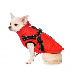 Куртка для собак со шлейкой красная XS