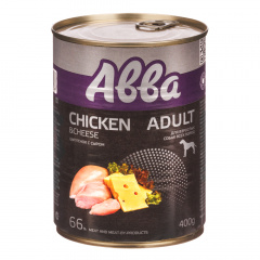 Adult Консервы для взрослых собак всех пород, цыпленок с сыром, 400 гр.