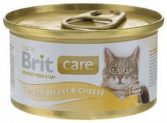 Care Cat консервы для кошек, с куриной грудкой и сыром, 80 г