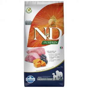 N&D PUMPKIN сухой корм для собак средних и крупных пород, с ягненком, тыквой и черникой, 12кг