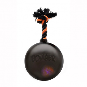 Игрушка Мяч светящийся с ручкой на веревке черный, 17см
