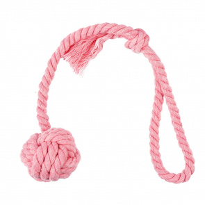 Игрушка для собак Мячик 5 см на веревке 30 см, розовый