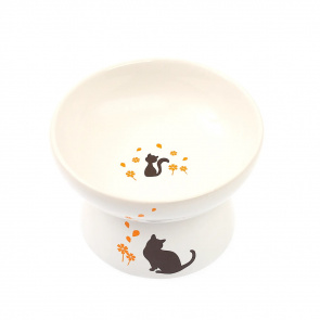Миска для кошек на ножке с метками 11см белая керамика