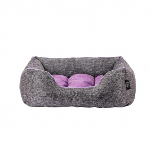 Лежанка Пухлик для кошек и собак средних и крупных пород, 70х55х20 см, серый/фиолетовый