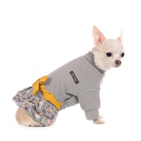 Платье-свитер для собак M серый (девочка) 1