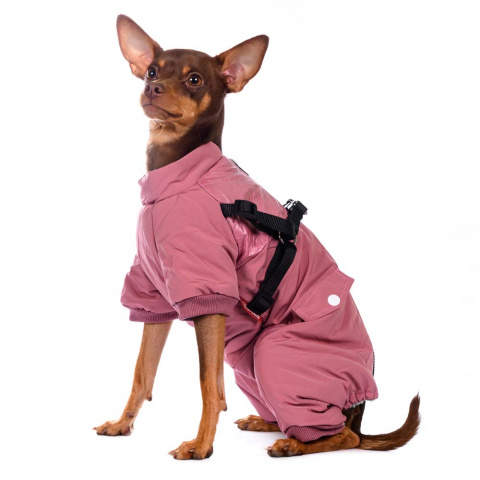 Комбинезон на молнии со шлейкой для собак M розовый (девочка) 3