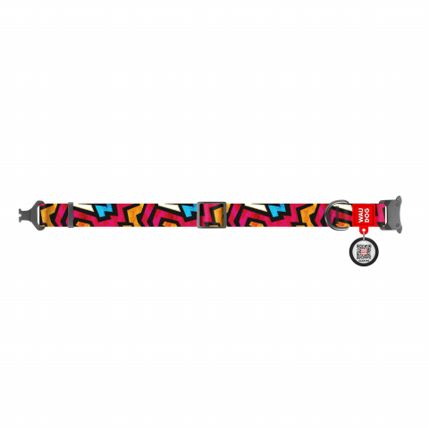 Ошейник WAUDOG Nylon с рисунком Граффити (ширина 15 мм, длина 23-35 см)металлическая пряжка-фасткес