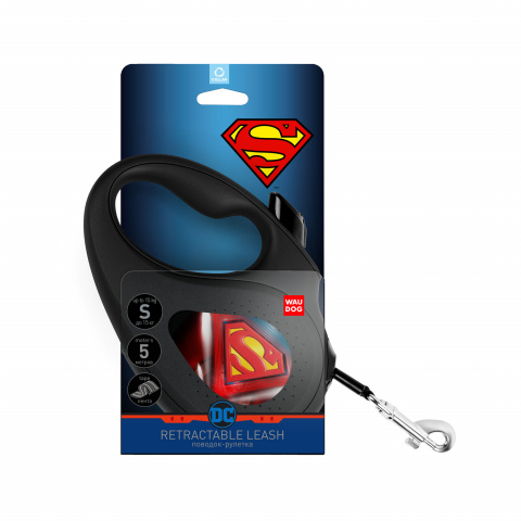 Поводок-рулетка WAUDOG с рисунком Супермен Лого, размер L, до 50 кг, 5 мчерная 1
