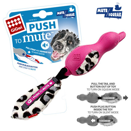 Игрушка для собак Push to Mute Утка с отключаемой пищалкой, розовая 18 см