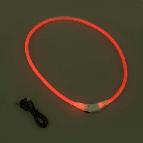 Ошейник для собак средних пород светящий USB зарядка оранжевый 50 см 2