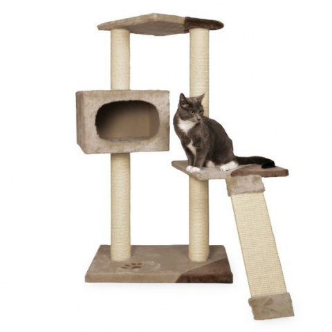 Дом-когтеточка для кошек Алмерия многоярусный с площадками бежевый/коричневый, высота 106 см