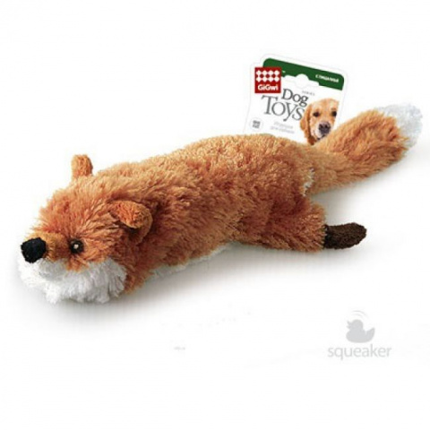 Игрушка для собак Лисичка с двумя пищалками 9 см