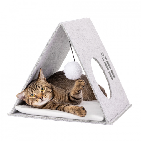 Дом-палатка для кошек и собак мелких и средних пород, 40х31х43 см, серый