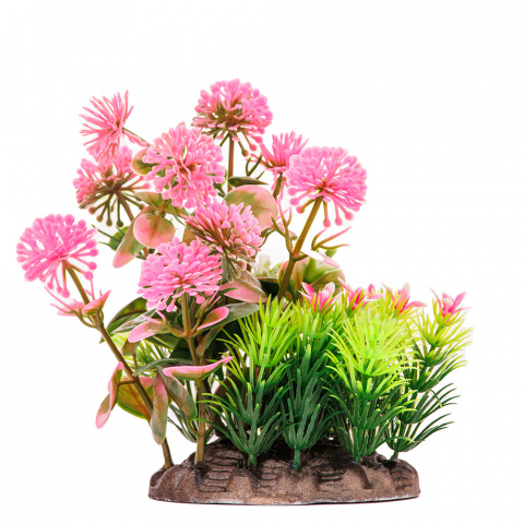 Композиция искусственных растений для аквариума 094 розовая 8,5x6 см