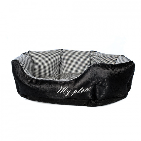 Лежак для кошек и собак мелких пород, 63х55х18 см, черно-белый 1