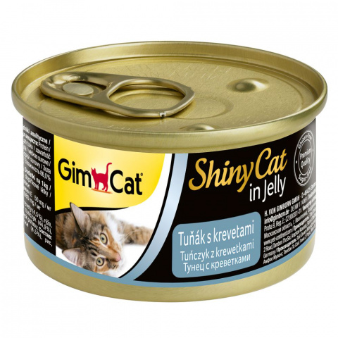 GimCat ShinyCat Консервы для кошек из тунца с креветками, 70 г