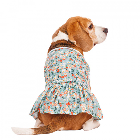 Платье для собак в цветочек 2XL зеленый (девочка)