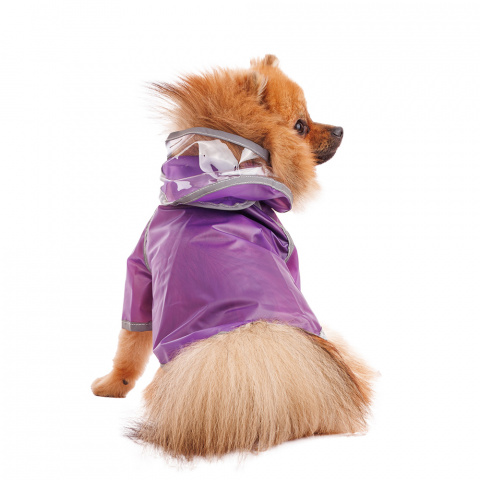 Дождевик для собак с капюшоном M фиолетовый (унисекс) 1