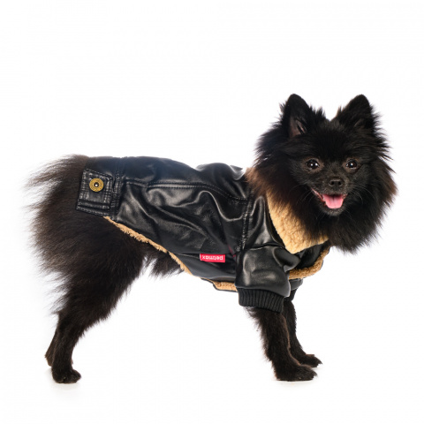 Куртка из кожзама для собак M черный (унисекс)
