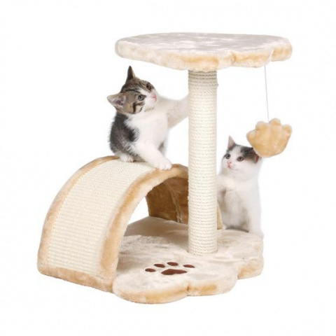 Дом-когтеточка для кошек Витория с площадкой и игрушкой, бежевый, 36х36х50 см