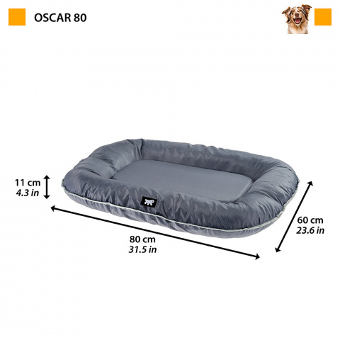 Подушка из водоотталкивающей ткани для собак средних и крупных пород Oscar 80, 60х80х11 см, серый 2