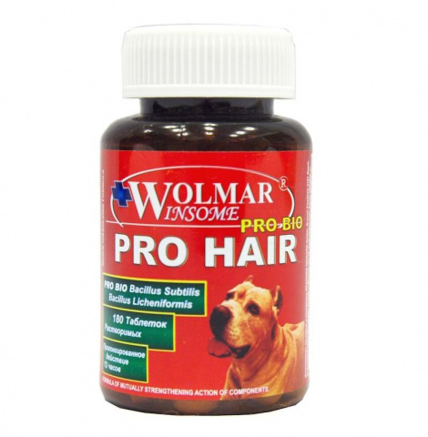Wolmar Pro Bio PRO HAIR Комплекс для собак для кожи и шерсти, 180 таблеток