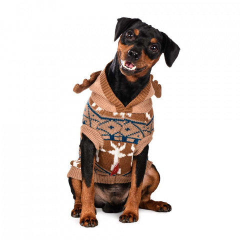Свитер с капюшоном для собак с оленьими рогами 45см 2XL бежевый (унисекс) 7