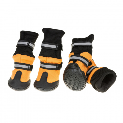 Ботинки для собак мелких пород на липучках оранжевые высокие XS