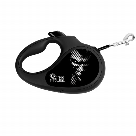 Поводок-рулетка WAUDOG с рисунком Джокер Черный, размер M, до 25 кг, 5 мчерная