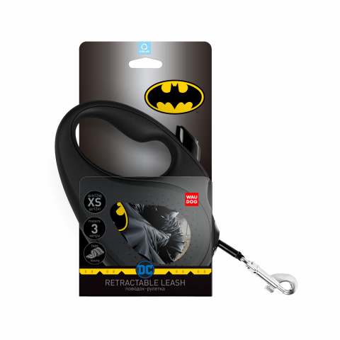 Поводок-рулетка WAUDOG с рисунком Бэтмен Черный, размер S, до 15 кг, 5м черная 1