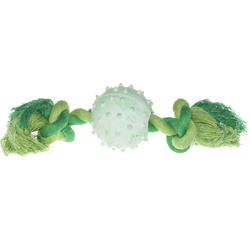 Игрушка для собак Мяч резиновый на веревке зеленый 6 см