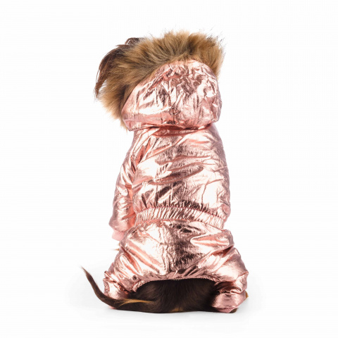 Комбинезон розовый с меховым капюшоном девочка XL 2
