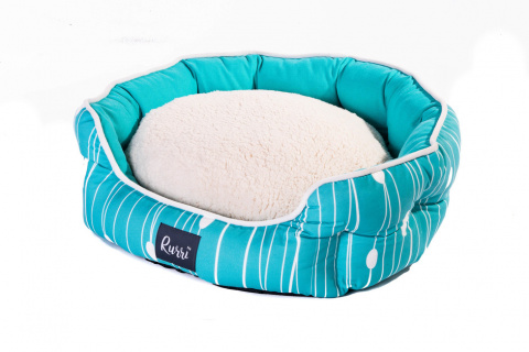 Лежак с меховой подушкой Лин для кошек и собак мелких пород, 58х50х15 см, голубой 1