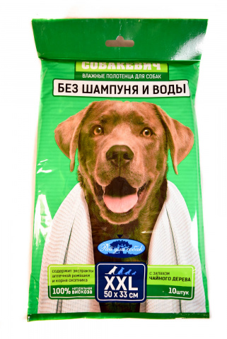 Влажные полотенца для собак , зеленые (чайное дерево)