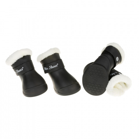 Ботинки резиновые с мехом на липучках для собак XL черный (унисекс)