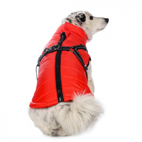 Куртка со шлейкой для собак 3XL красный (унисекс)