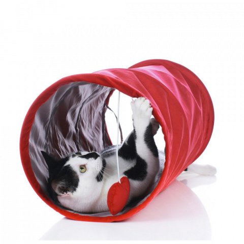 Туннель для кошек 27x60 см красный 2