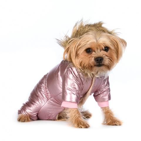 Комбинезон с меховым капюшоном для собак M розовый (девочка) 3