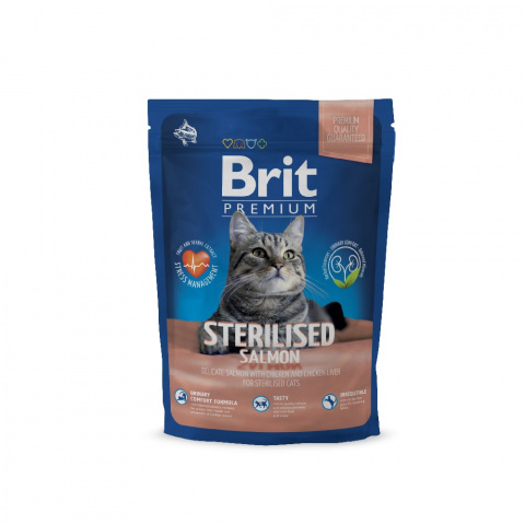 Premium Sterilised Корм для стерилизованных кошек с лососем, курицей и куриной печенью, 1,5 кг