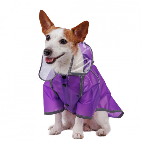 Дождевик для собак с капюшоном L фиолетовый (унисекс) 1