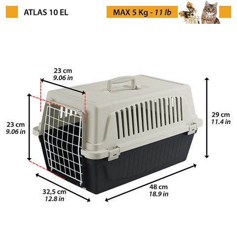 Переноска без аксессуаров для кошек и собак мелкого размера Atlas 10, 32,5x48x29 см, цвет в ассортименте 1