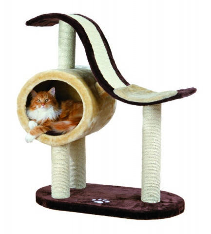 Дом-когтеточка для кошек Nerja с площадкой-волной, бежевый/коричневый, 41х77х99 см
